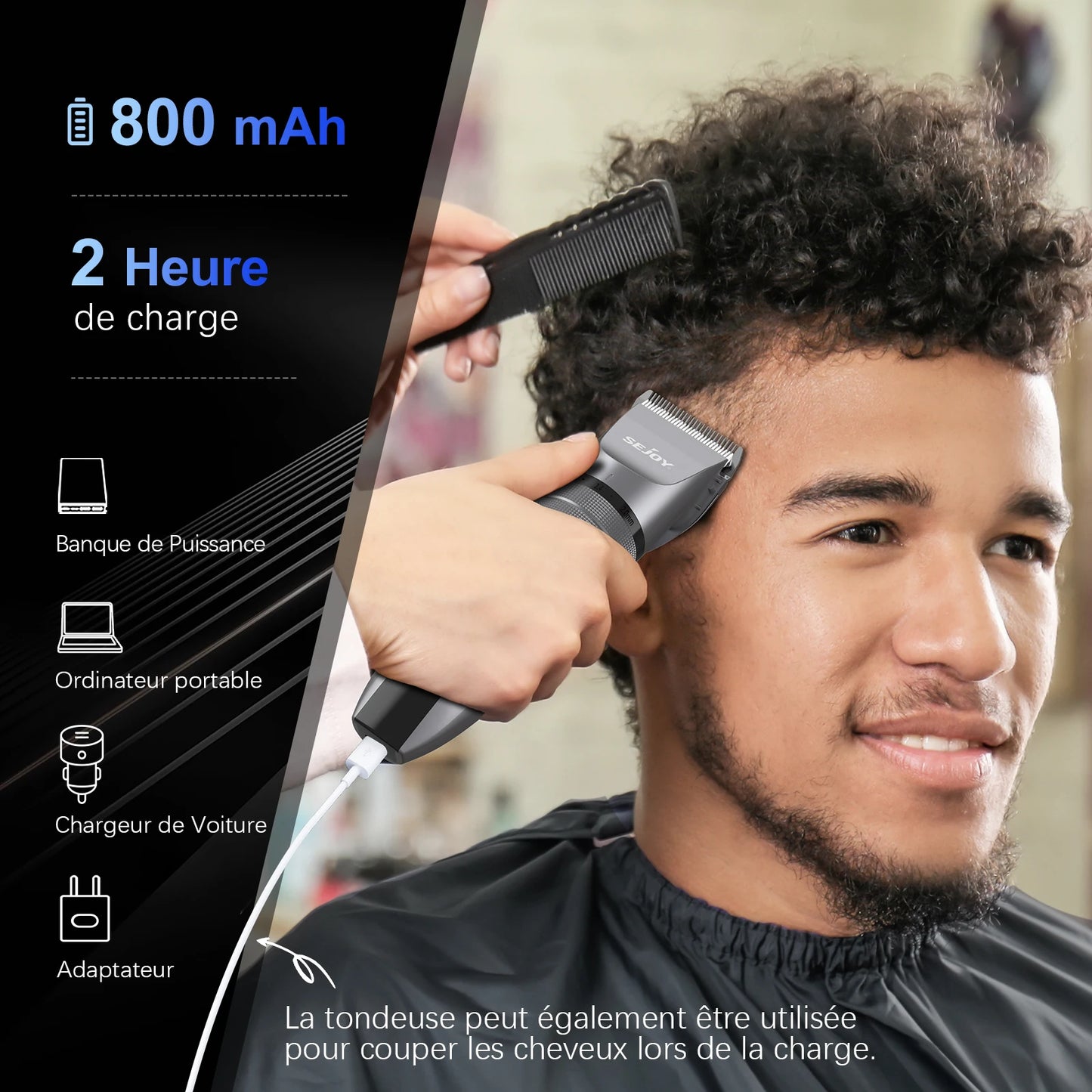 Sejoy Electric Hair Clippers Kit USB Rechargeable For Men