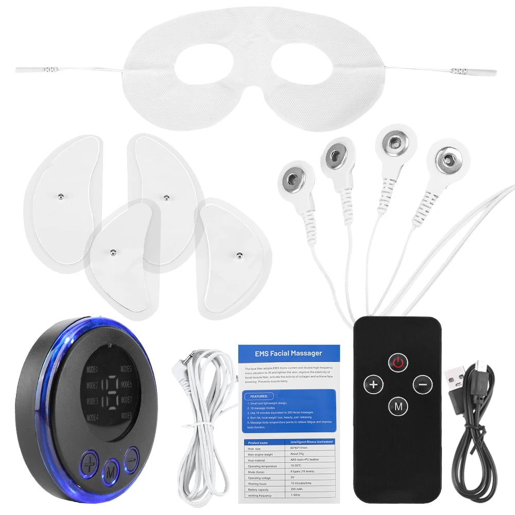 EMS Facial Massager USB Charging Anti Aging Lifting Device 8 Modes 19 Levels