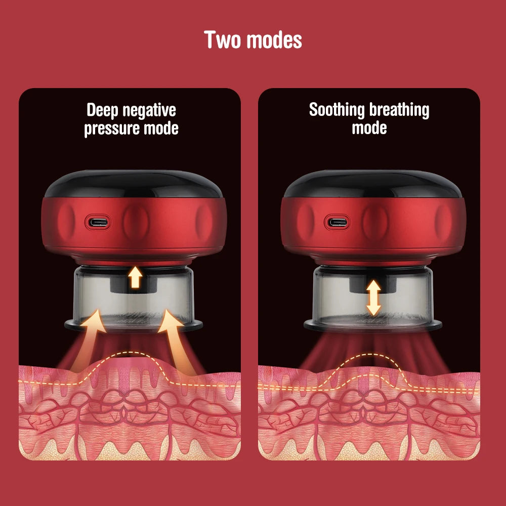 Electric Intelligent Breathing Vacuum Cupping Body Back Massage Device Scraping Physiotherapy Suction Guasha Cans