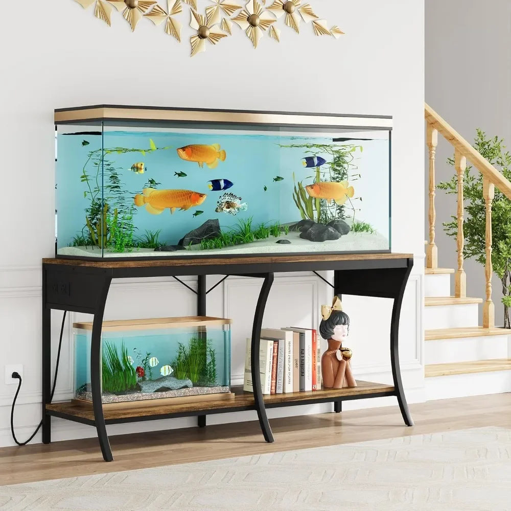 55 To 90 Gallon Fish Tank Stand With LED And Power Outlets