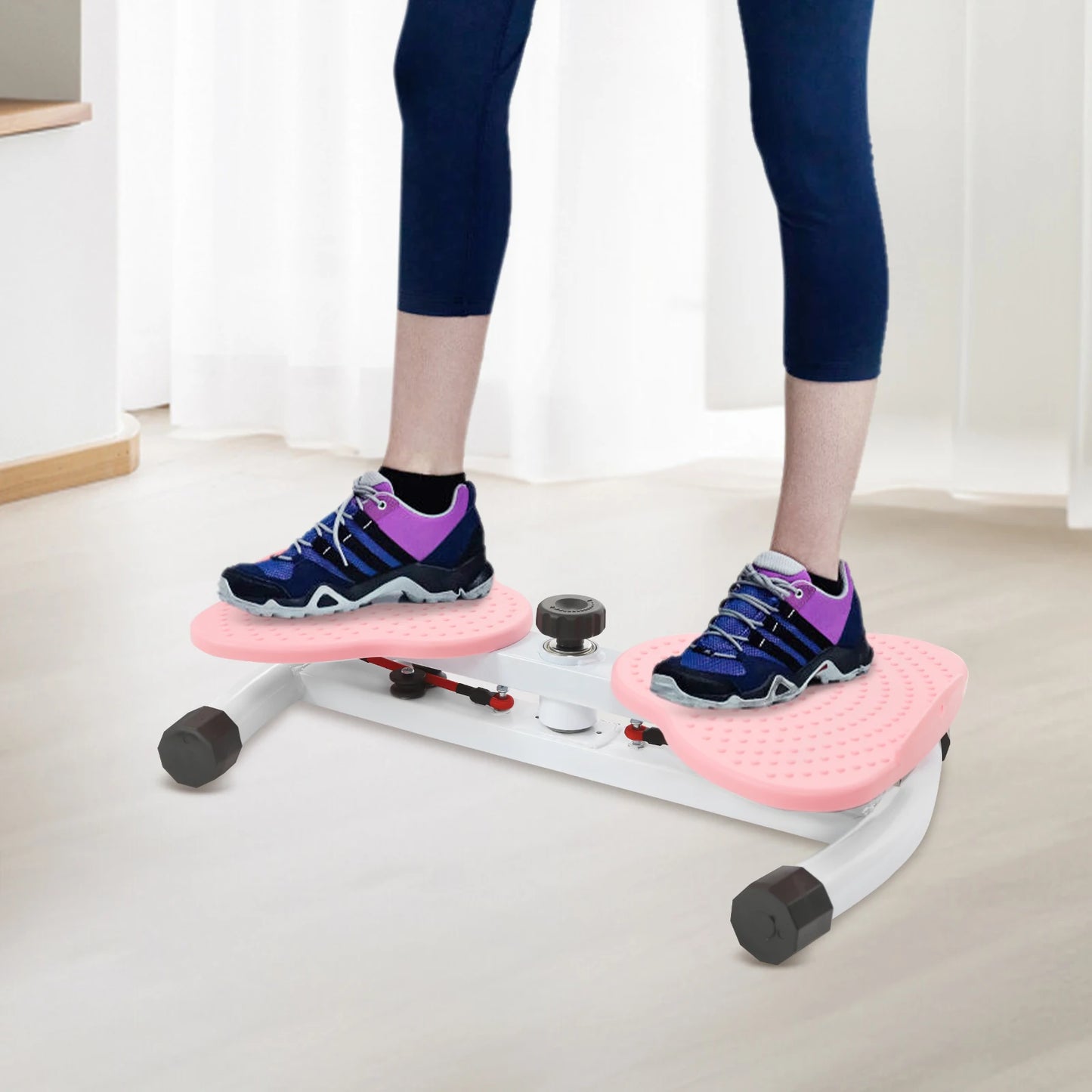 Pink Steel Waist Twister Standing Exercise Equipment 53.5 By 32 By 12 Cm With 48 Cm Leg Distance For Home And Office