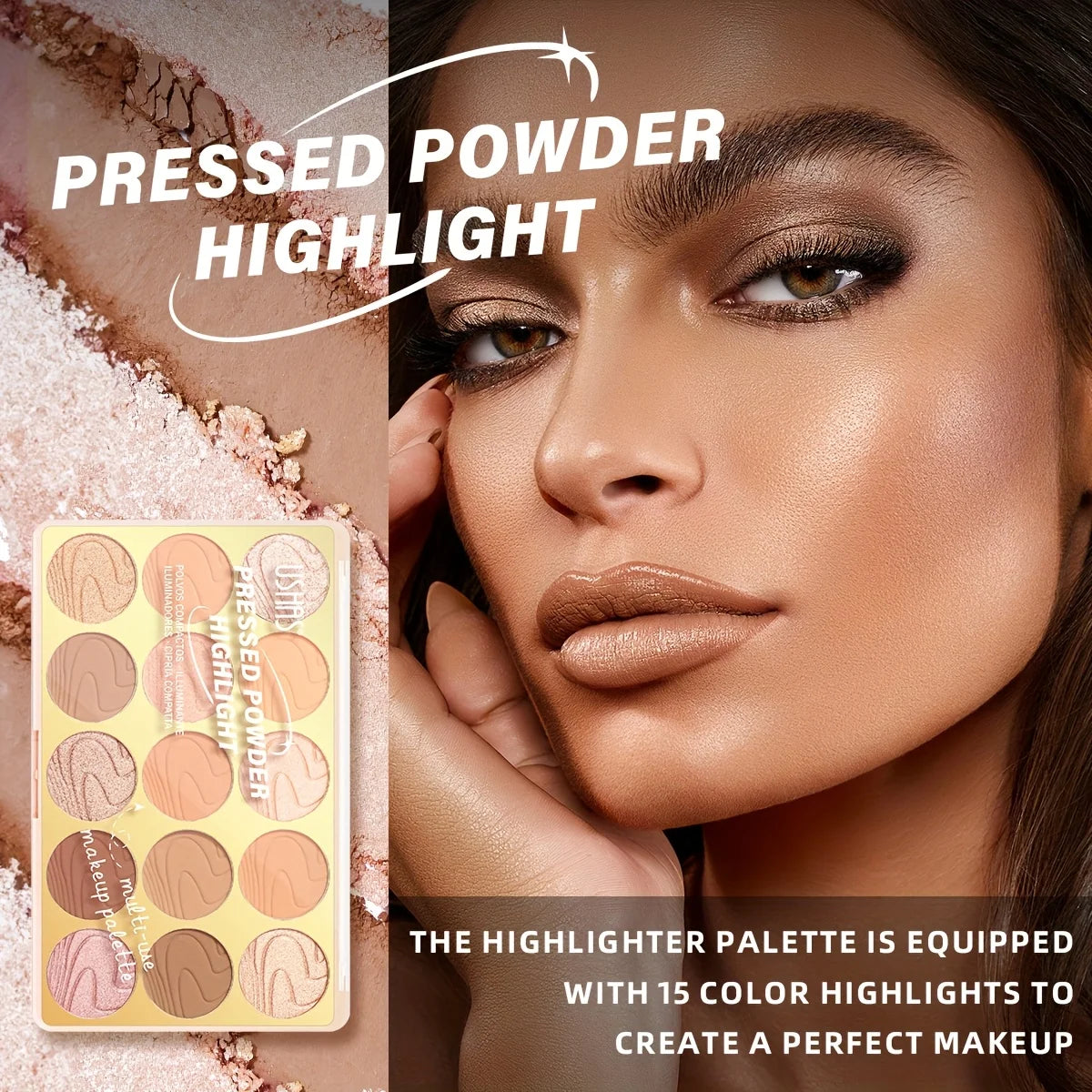 15 Color Contour Powder Compact With Highlighter Disc