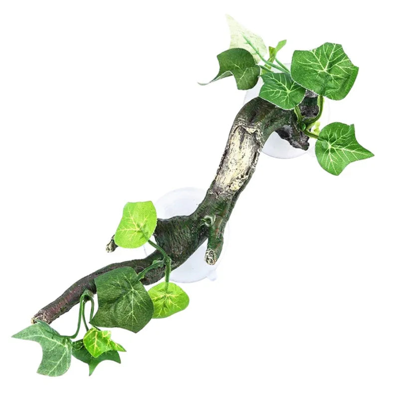 Reptile Terrarium Plant Decoration With Suction Cup Lizard