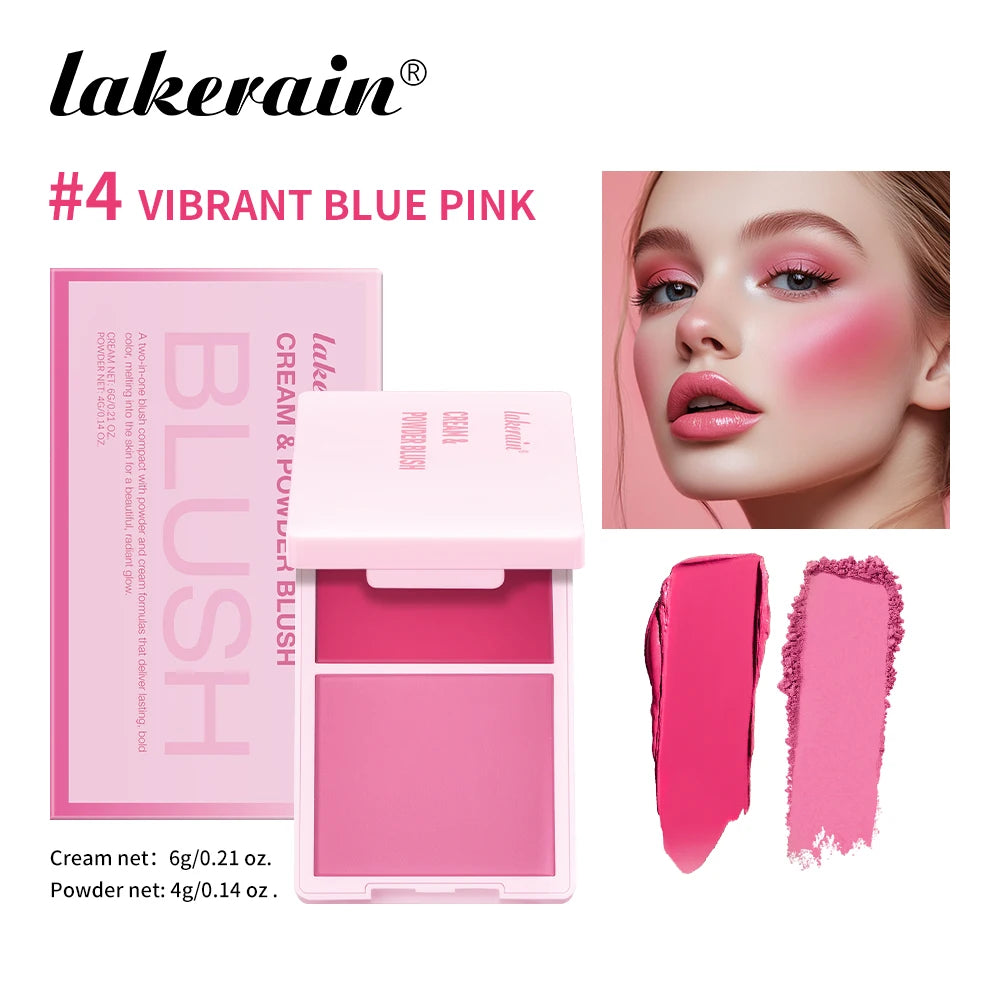 Cream&Powder Blush Palette Natural Long-lasting High Pigment Blusher Makeup Contour Powder Beauty Peach Pink Korean Makeup Blush