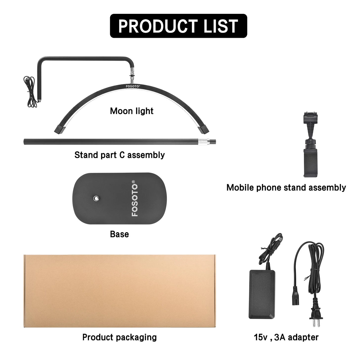 Fosoto Multi-directional Professional Half-Moon Light LED Lash Light  Ring Light For Makeup Beauty Salon Eyebrow Tattoo Haircuts