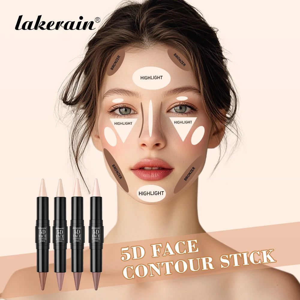 Double Head Highlight Pen Highlighter For High Nose Bridge Shadow V Face Foundation Contour Makeup Concealer Stick Cosmetics