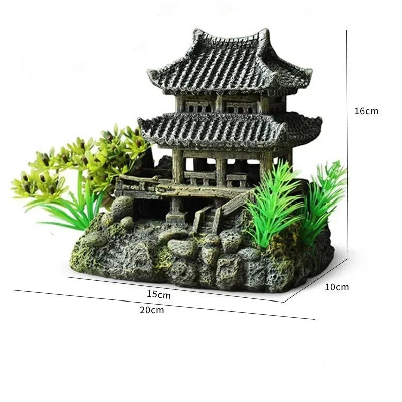 Resin Aquarium Landscape House Ornament For Fish Tank