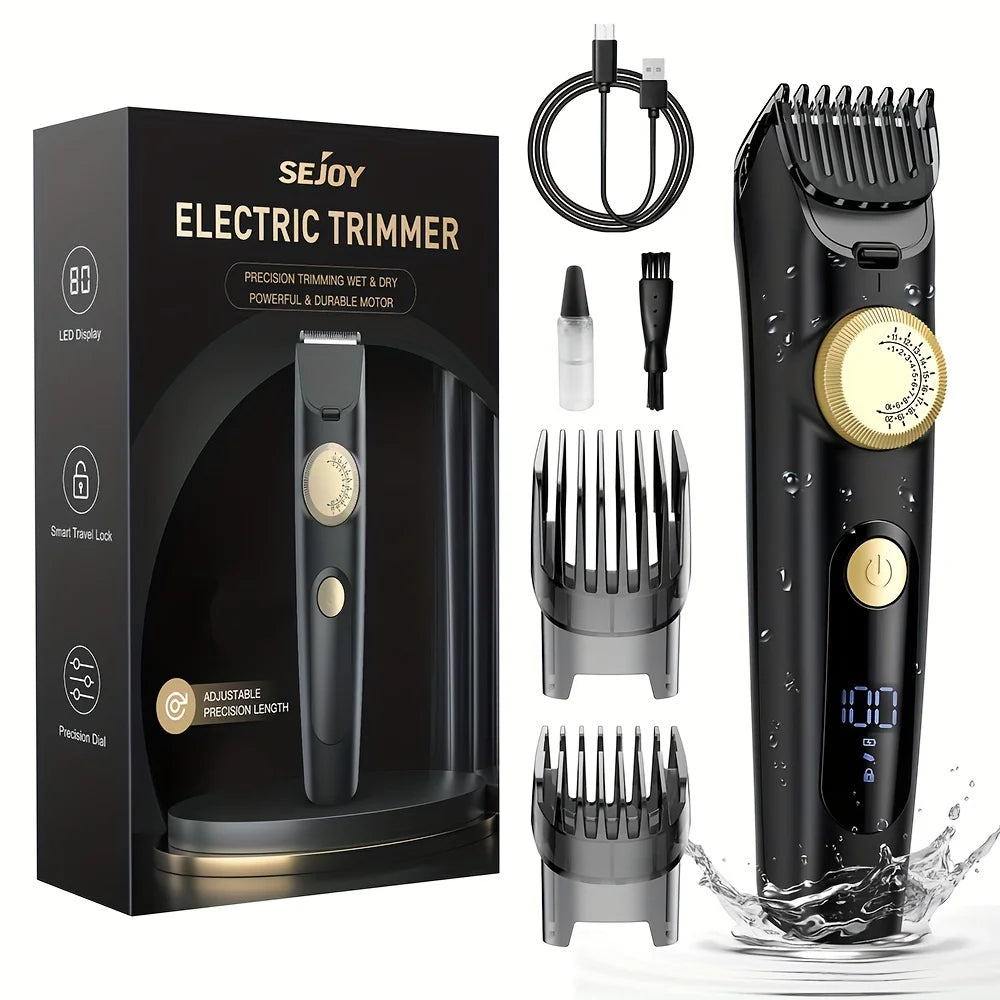 Electric Hair Clipper Cordless Trimmer IPX7 LED Display