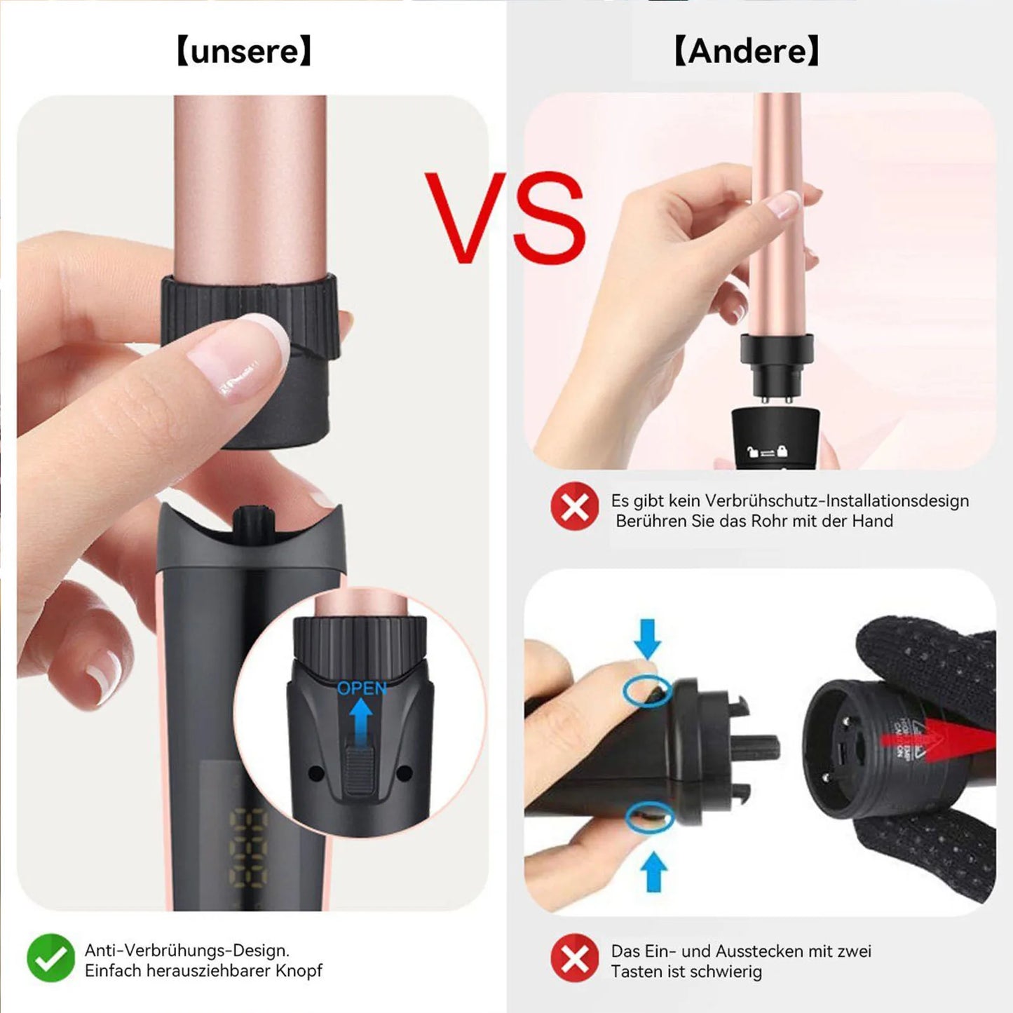 5 In 1 Hair Waver Curling Iron With LCD Display For Styling