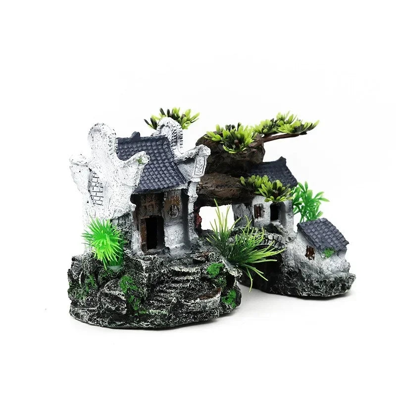 Resin Aquarium Landscape House Ornament For Fish Tank