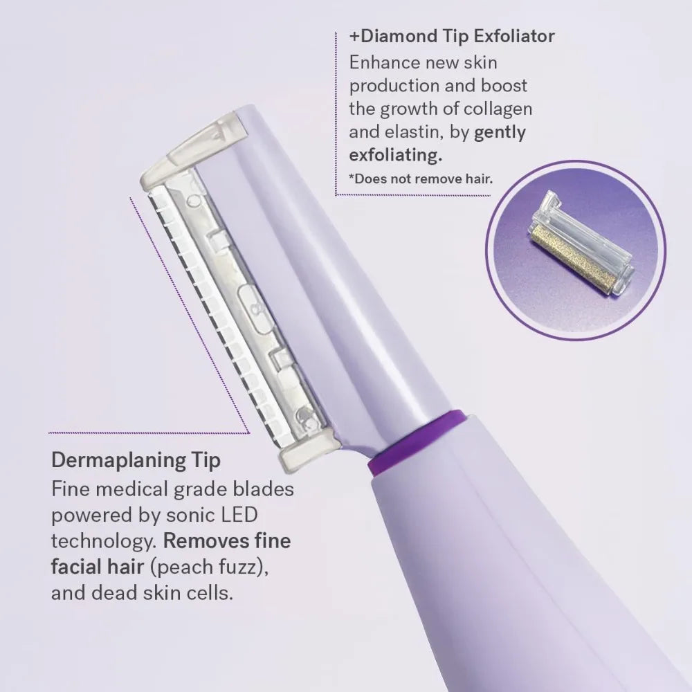 Beauty Sonicsmooth Pro+ Dermaplane Razor for Women Face + Eyebrow trimmer Dermaplaning System w/LED Light Peach Fuzz Remover