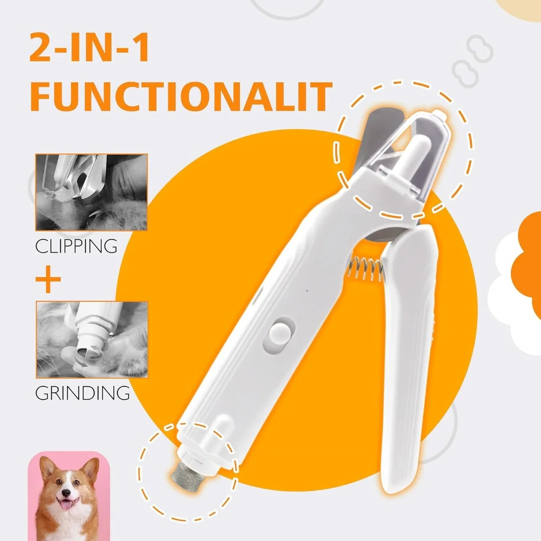 Two In One Dog Nail Clippers And Grinder With LED Lights For Cats Dogs