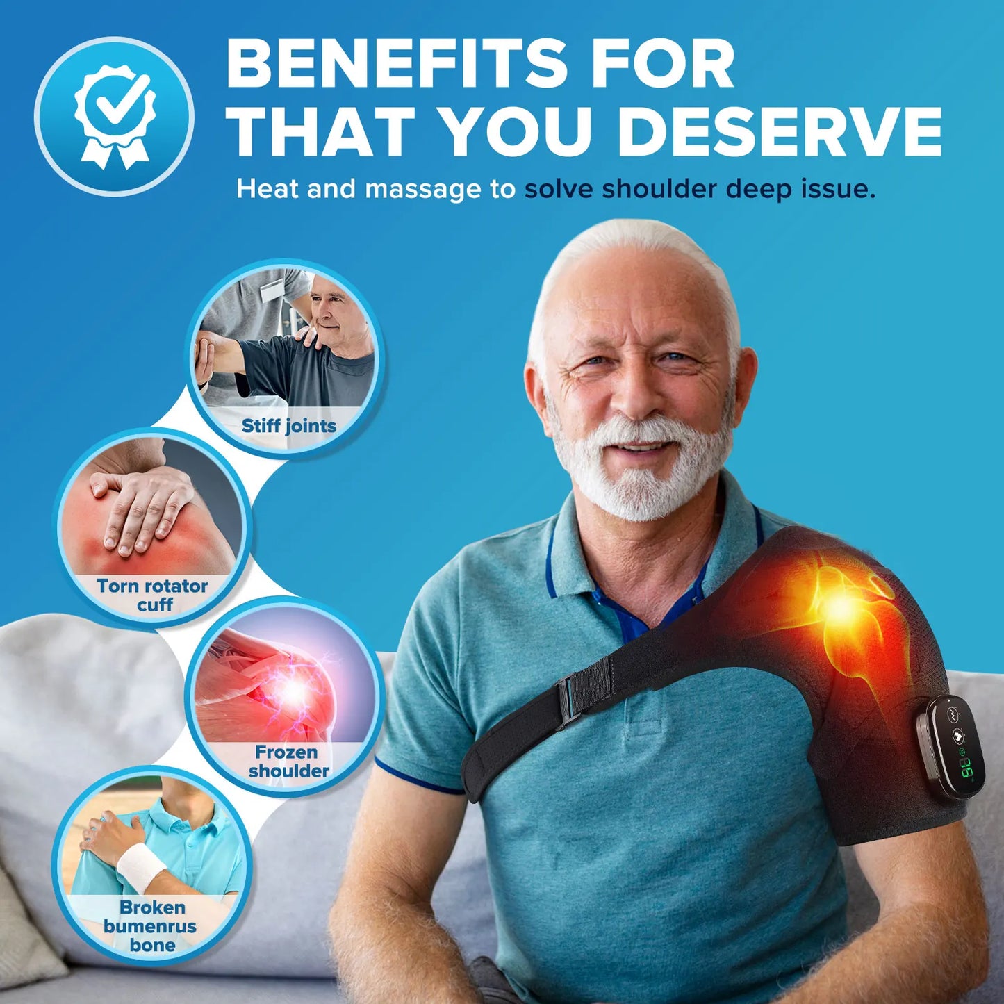 Electric Heating Shoulder Massager Vibration Belt Pain