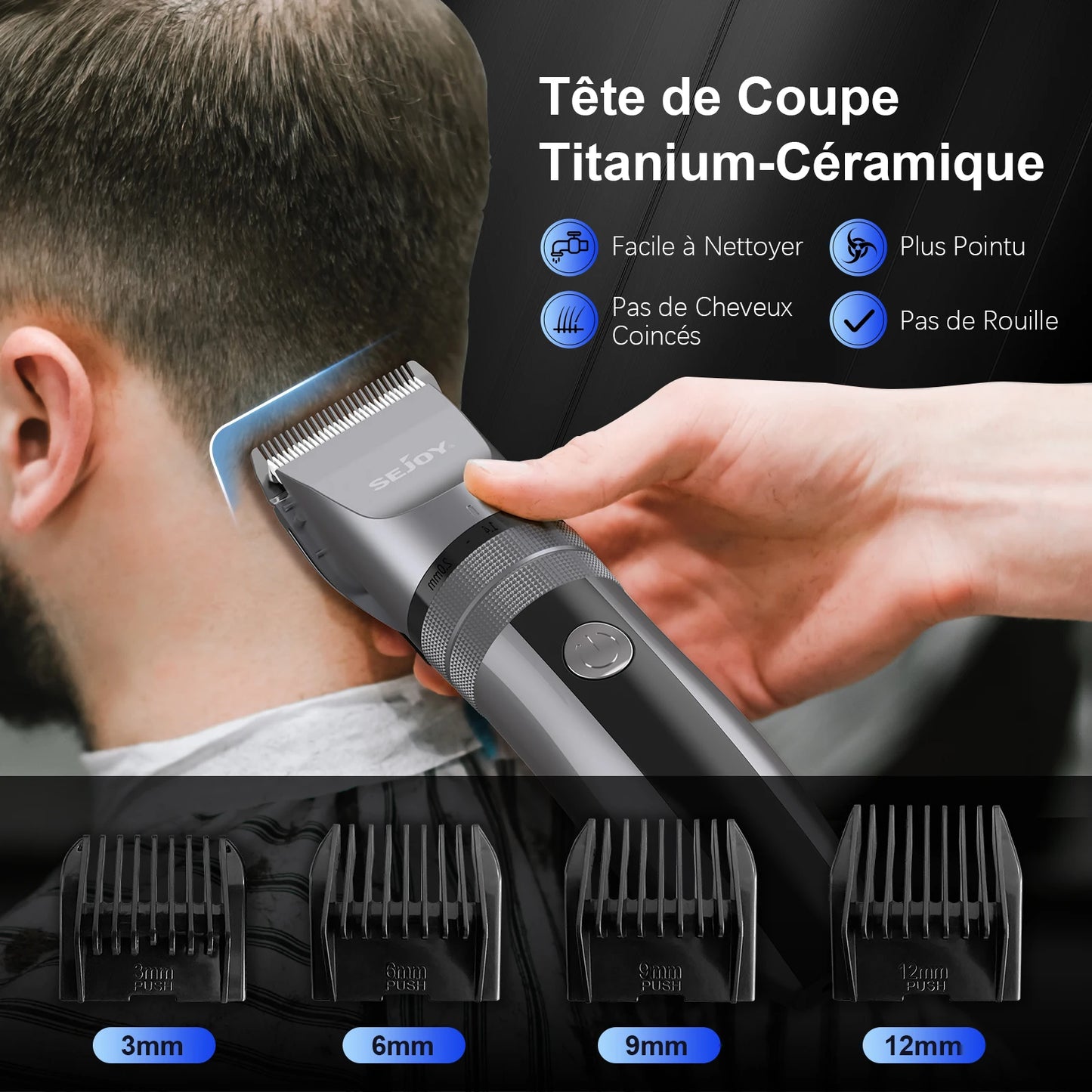 Sejoy Electric Hair Clippers Kit USB Rechargeable For Men