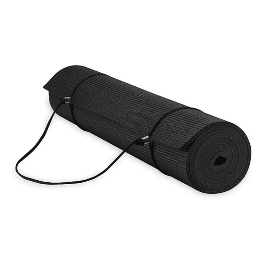 6mm Thick Black Yoga Mat for Enhanced Cushioning and Stability During Indoor Home Workouts Outdoor Classes and Meditation Sessi
