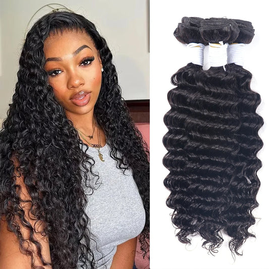 10-40 Inch Human Hair Extensions 100% Remy Deep Wave Hair Bundles Wet And Wavy Human Hair Bundles 3/4 Pcs Raw Hair Bundles