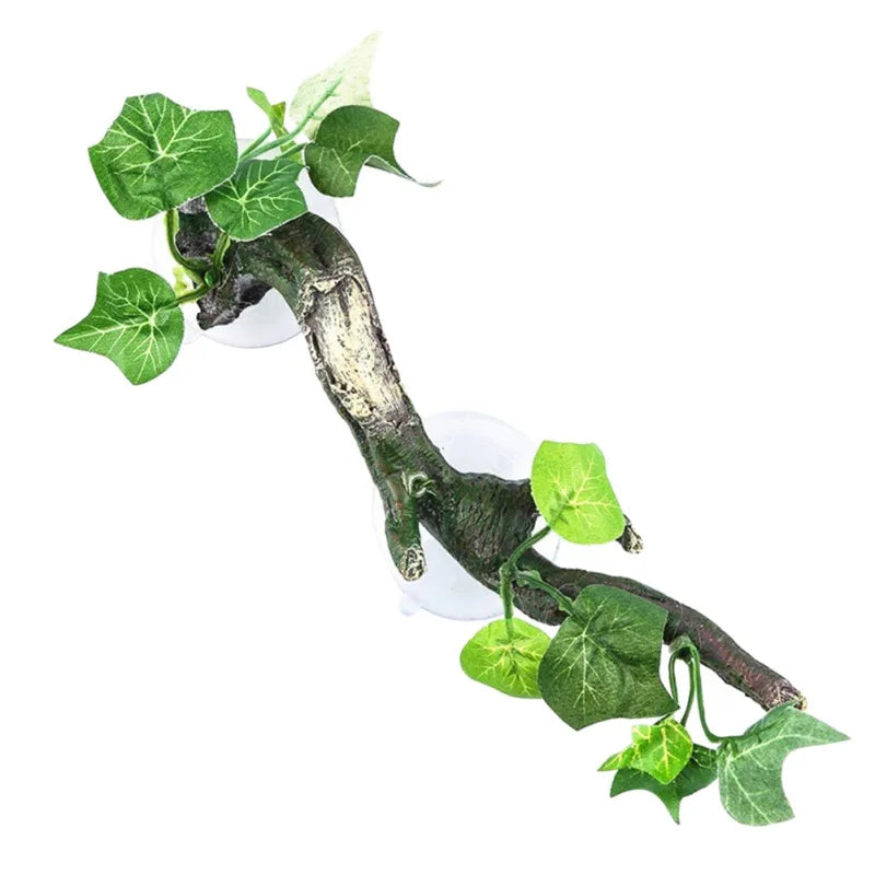 Reptile Terrarium Plant Decoration With Suction Cup Lizard
