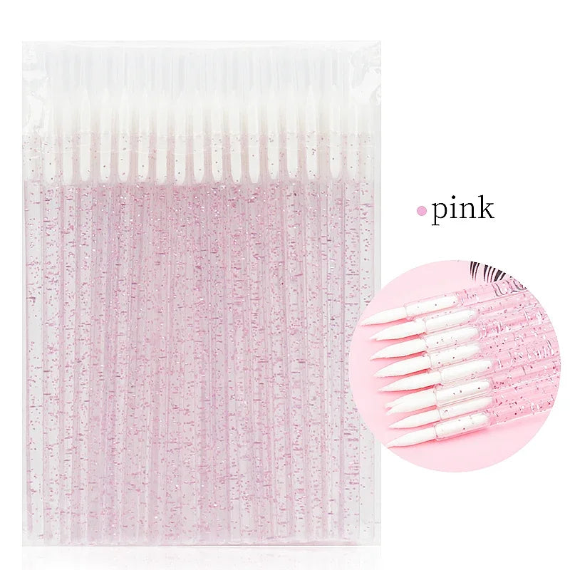 50pc Disposable Eyeliner Makeup Brush Crystal Handle Soft Fiber Lip Line Outline Brush Eyeshadow Blending Applicator Beauty Tool
