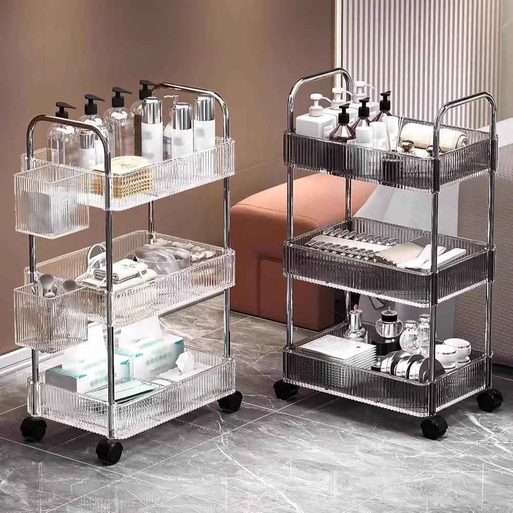 Rolling Cart,with Three Storage Boxes of The Same Color Beauty Salon Trolley,for Beauty Spa Cosmetology Massage,