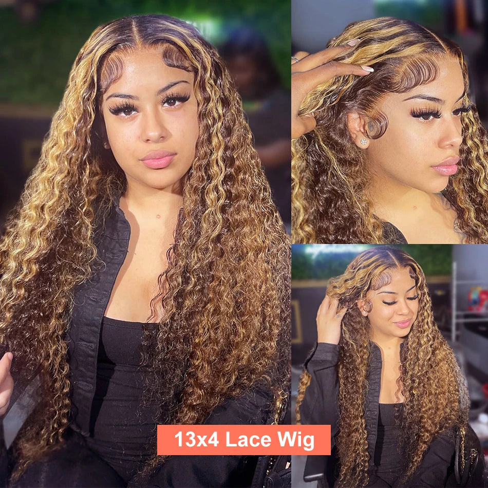 Wiggogo Ombre Deep Wave Blonde HD Lace Front Wig Human Hair