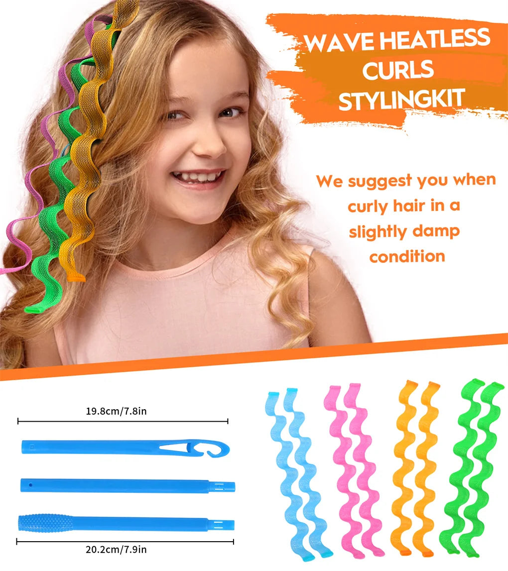 No Heat Hair Curlers Kit 30Pcs With 2 Hooks 55cm 45cm 30cm