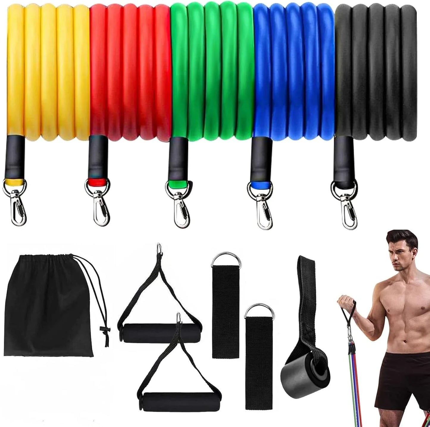 11 Pieces Set Crossfit Latex Resistance Bands Training Tube Yoga Rope Elastic Rubber Expander Fitness Equipment Belt