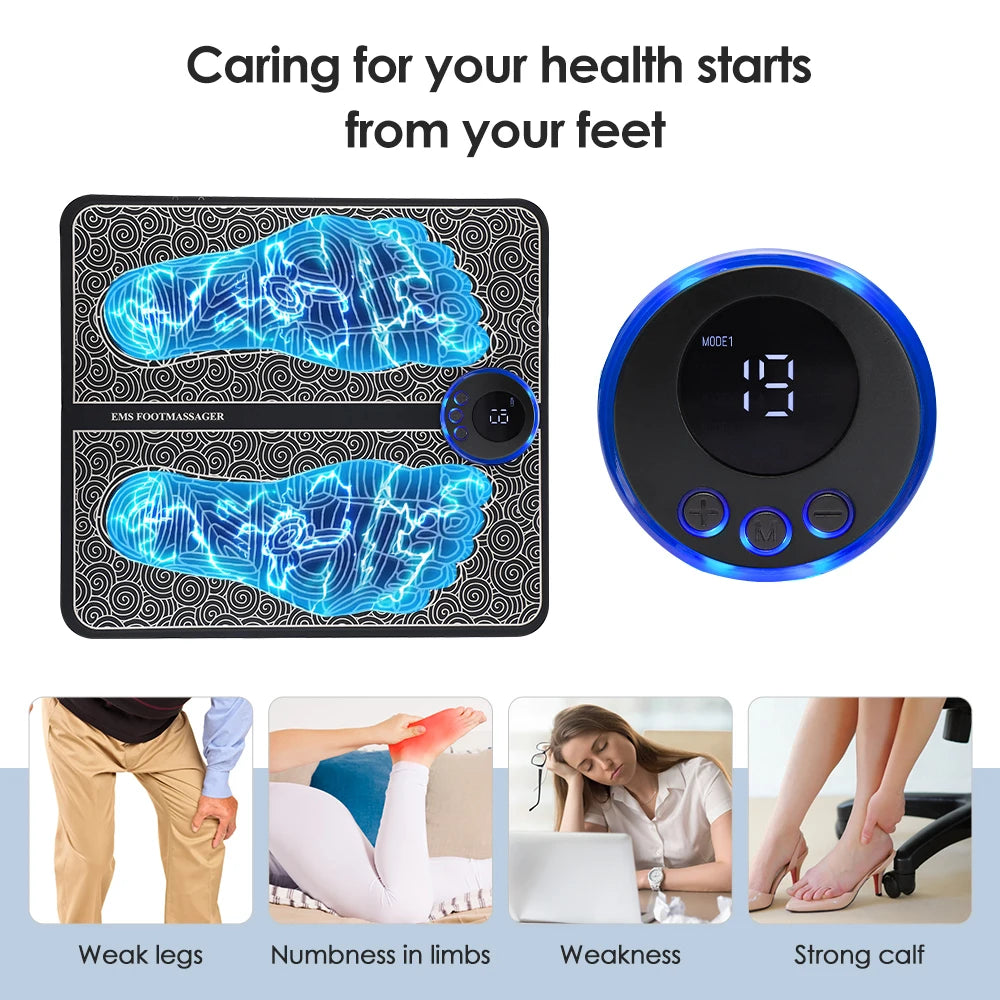 Rechargeable Foot Massager Pad EMS Electrostimulator Mat