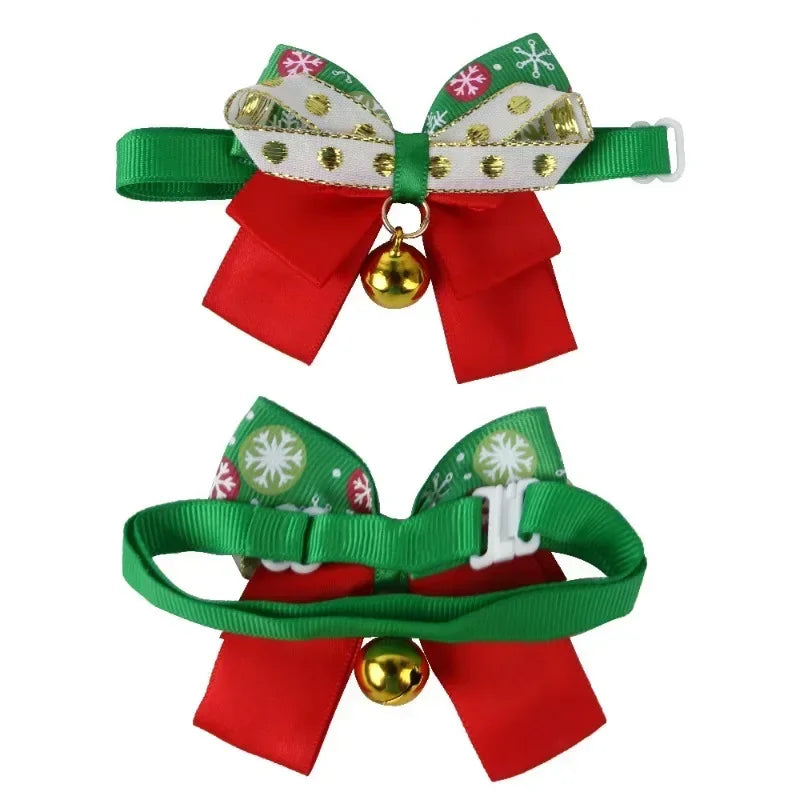 New Year's Christmas Pet Collar With Bell Cute Bow Tie For Cats And Dogs Including Kittens Puppies Chihuahuas And Pugs