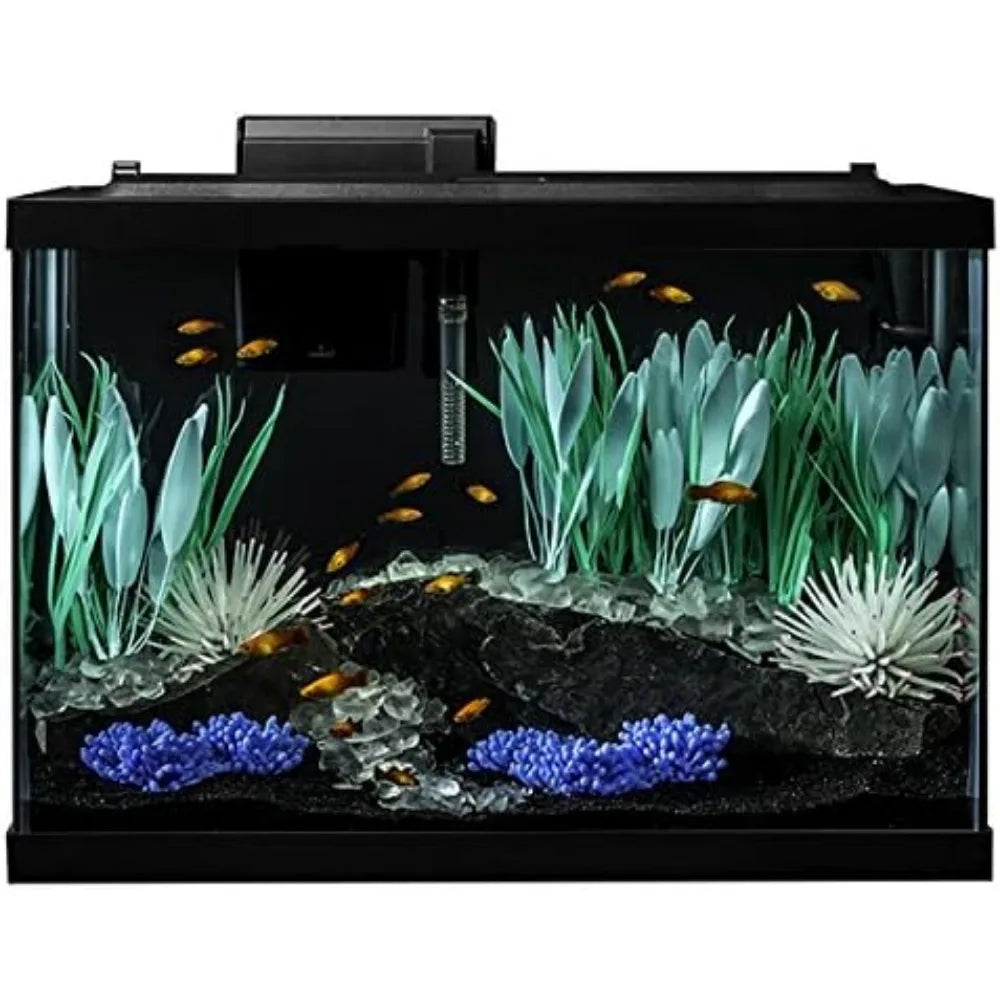 ColorFusion Aquarium 20 Gallon Fish Tank Kit, Includes LED Lighting and Decor