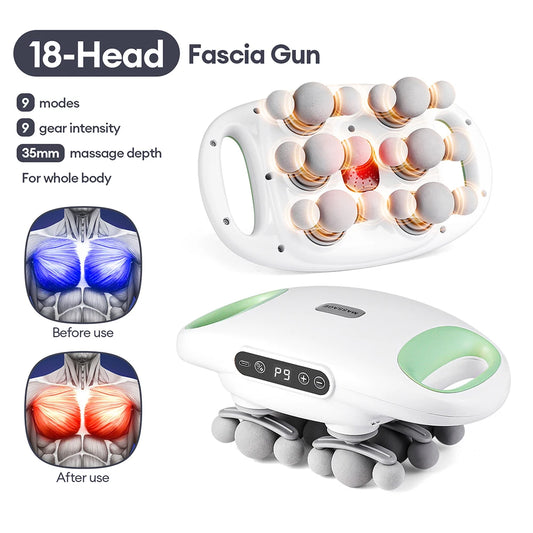 18 Head Fascia Gun Frequency Vibration Massager Red Light