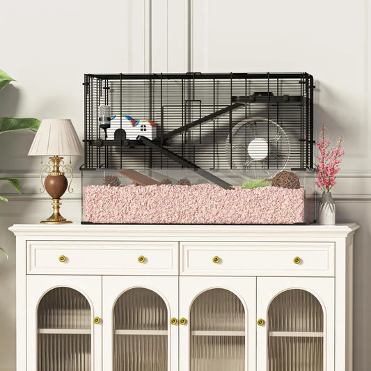3 Tier Glass Hamster Tank Large Habitat 11In Running Wheel