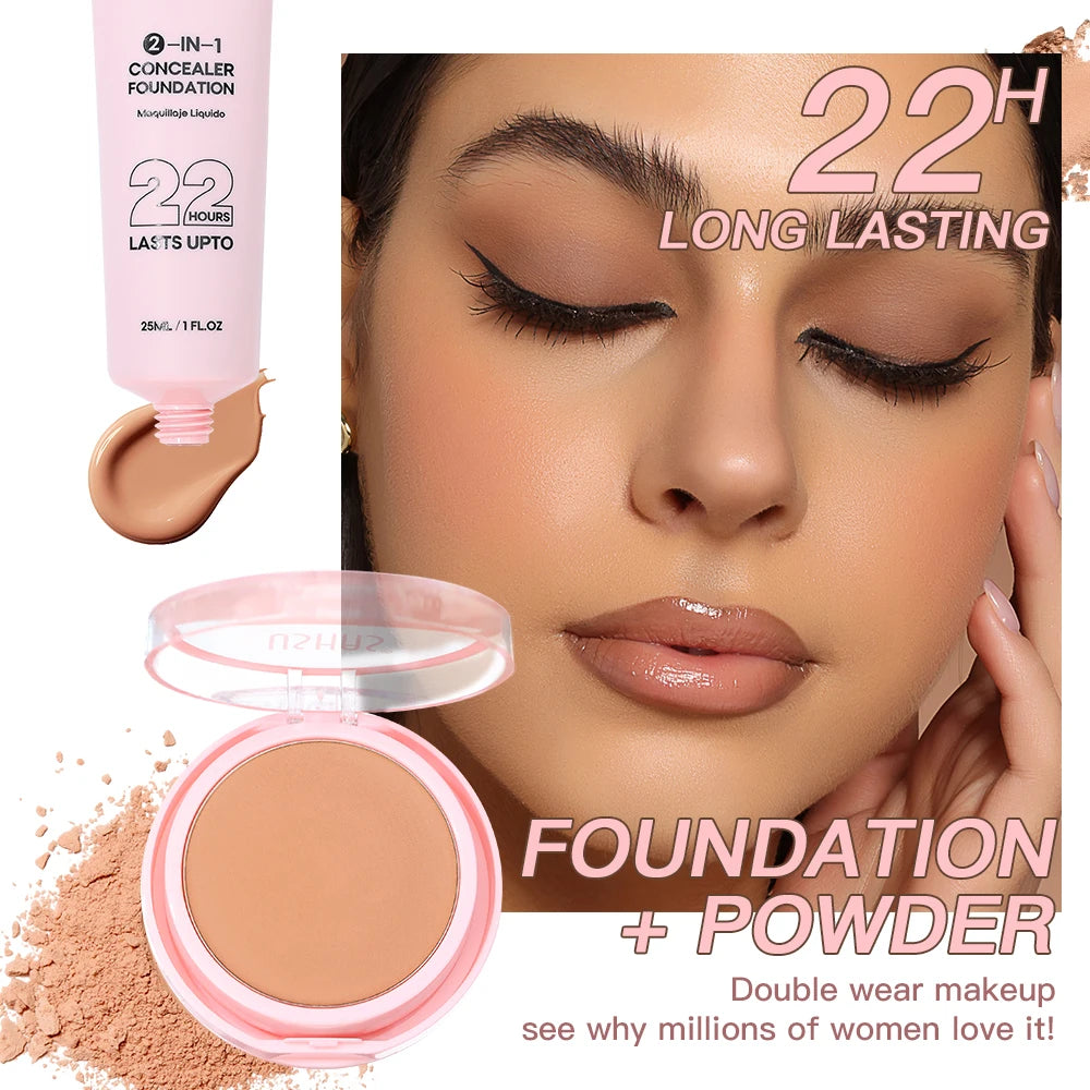 Ushas Makeup Duo - Concealer + Foundation, long-lasting, waterproof, oil-control, and concealing.