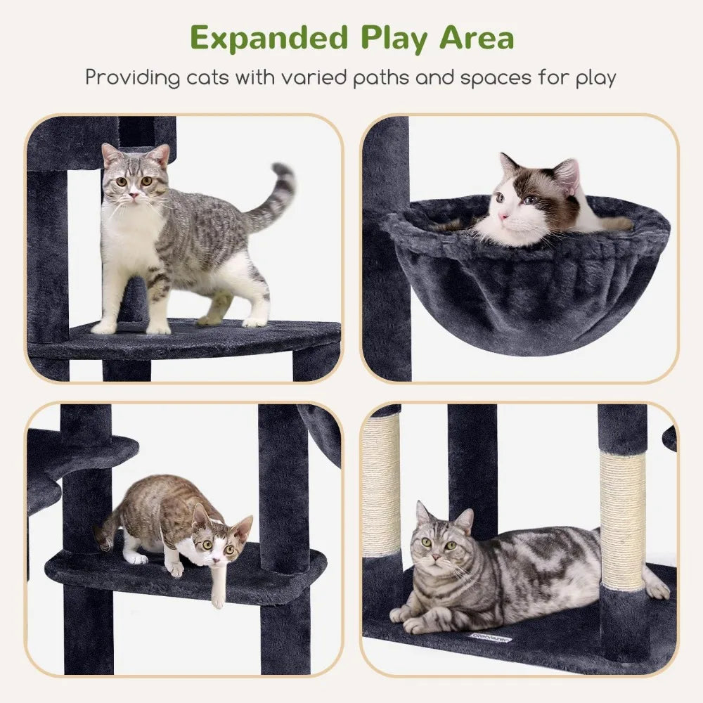 Giant Cat Tree, 83 inch Cat Tree for Indoor Cats Large Adult, XXL Cat Tower with 9 Scratching Posts for 20lb+ Heavy Duty Large A
