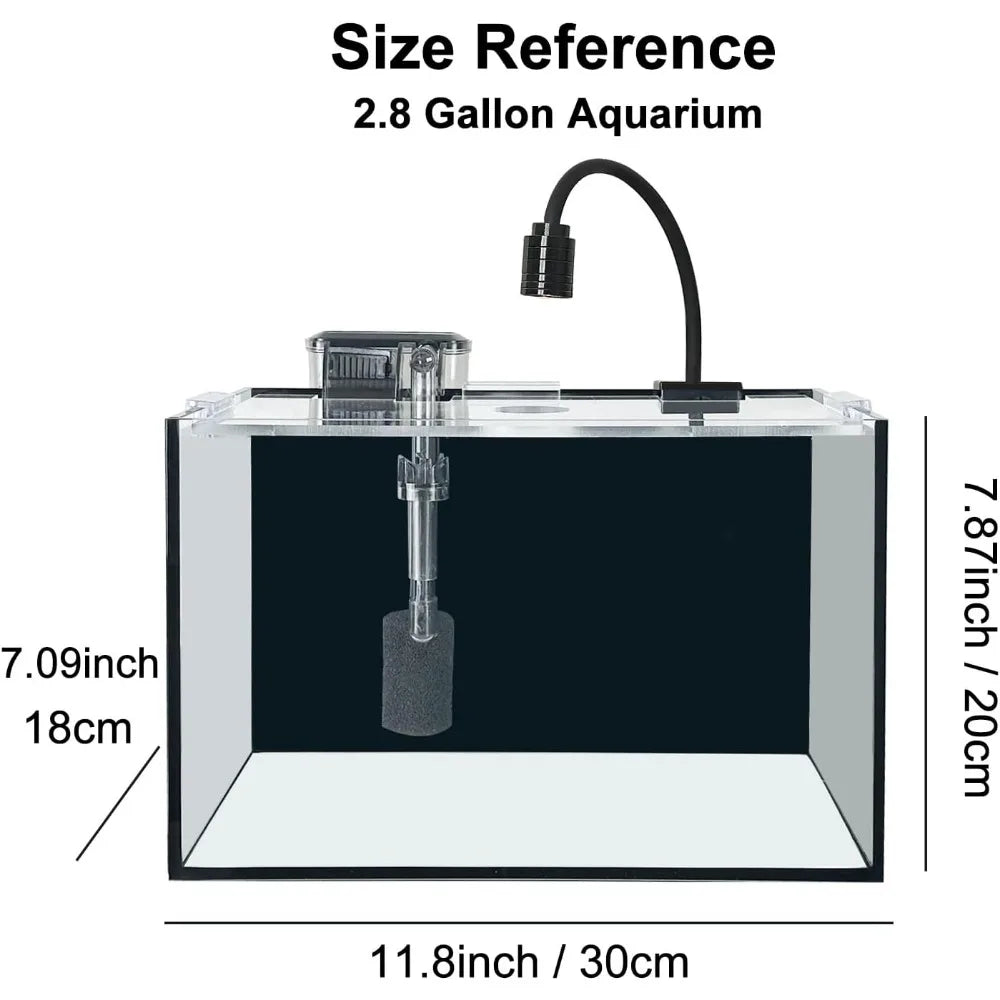 2.8 GAL Nano Fish Tank with Filter, Led Light, Gravel, Stone, Aquascape Starter Aquarium Set, Betta Fish Tank (30x18x20cm,10L)