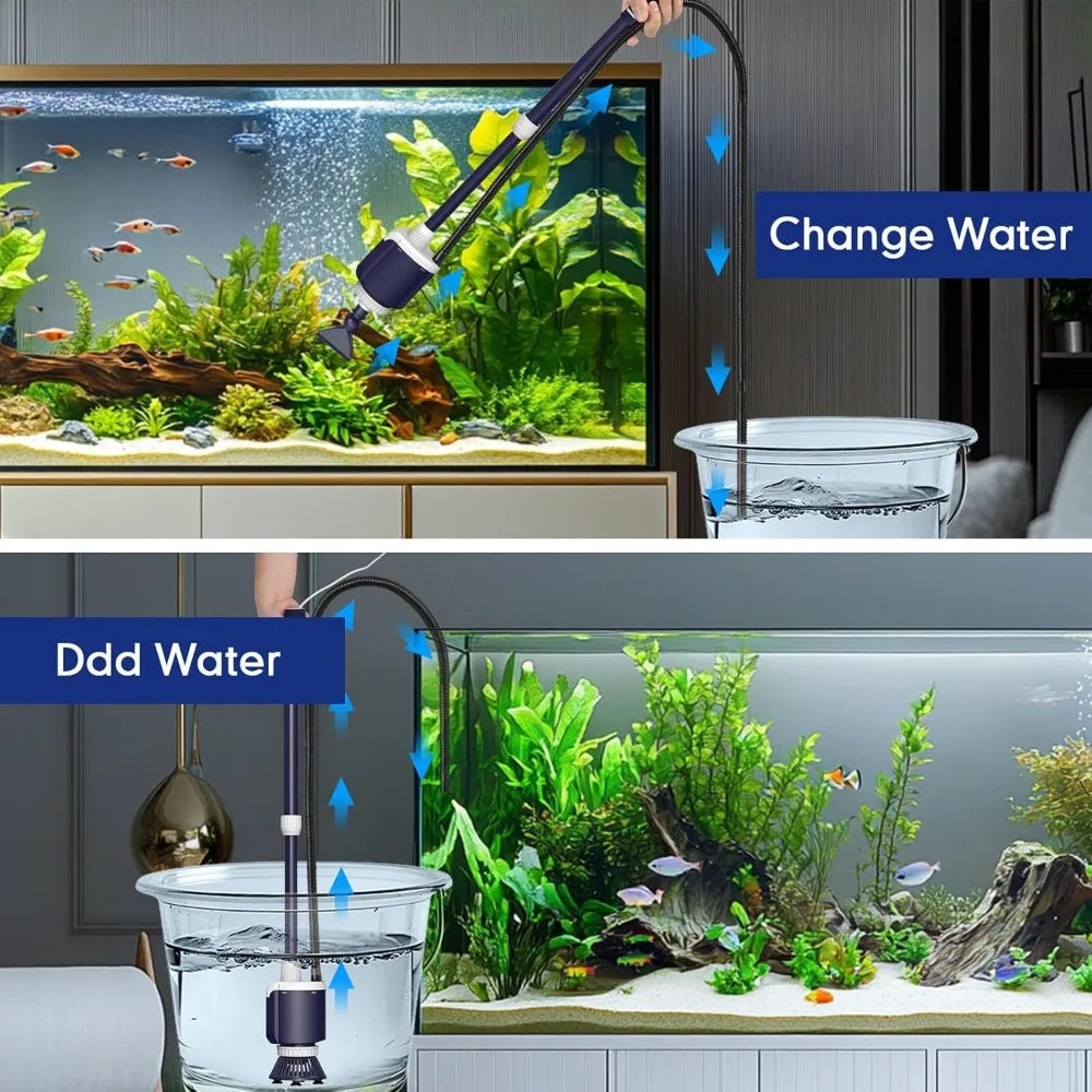 AQQA Fish Tank Cleaner,DC 34W/600GPH Adjustable Water Flow Aquarium Gravel Vacuum,Multi-Filtration Purifies Water Electric Clean