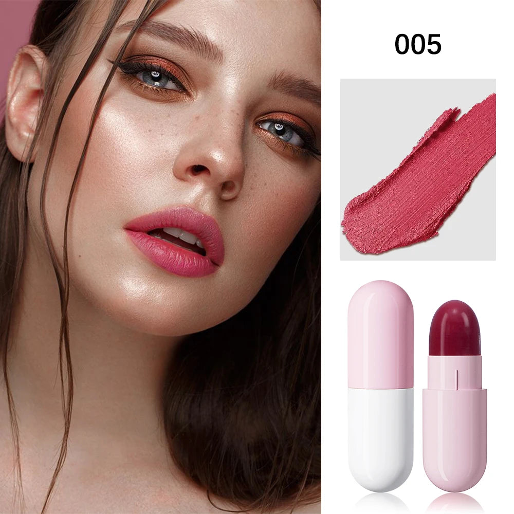 6pcs Mini Cute Capsule Lipstick Set with Lip Balm Moisturizing Waterproof Non-stick Cup Carry Pill Lipstick Lips Makeup Gift