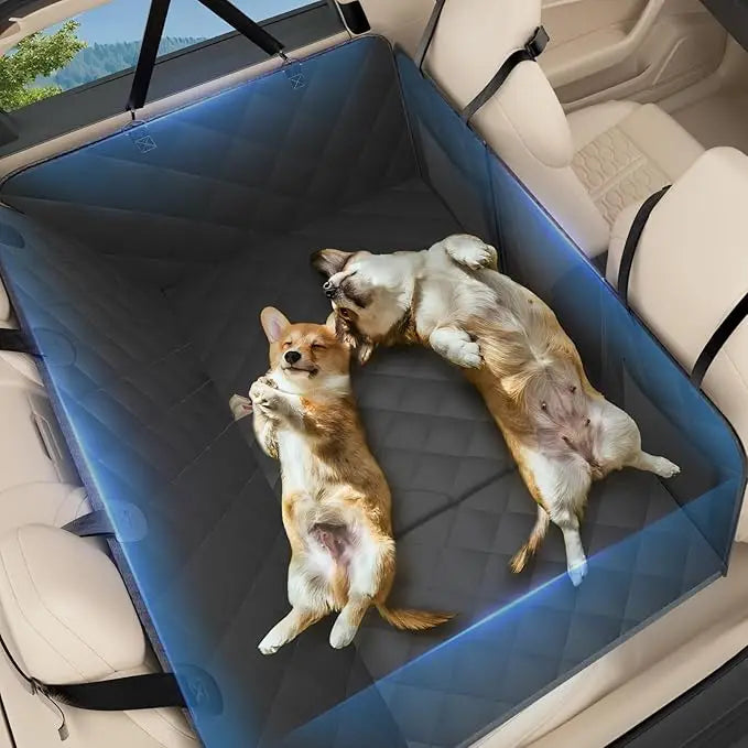 Back Seat Extender for Dogs Universal Fit Waterproof Dog Car Seat Cover 400lbs Capacity Hard Bottom L Black L Grey