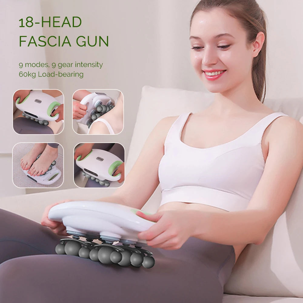 18 Head Fascia Gun Frequency Vibration Massager Red Light