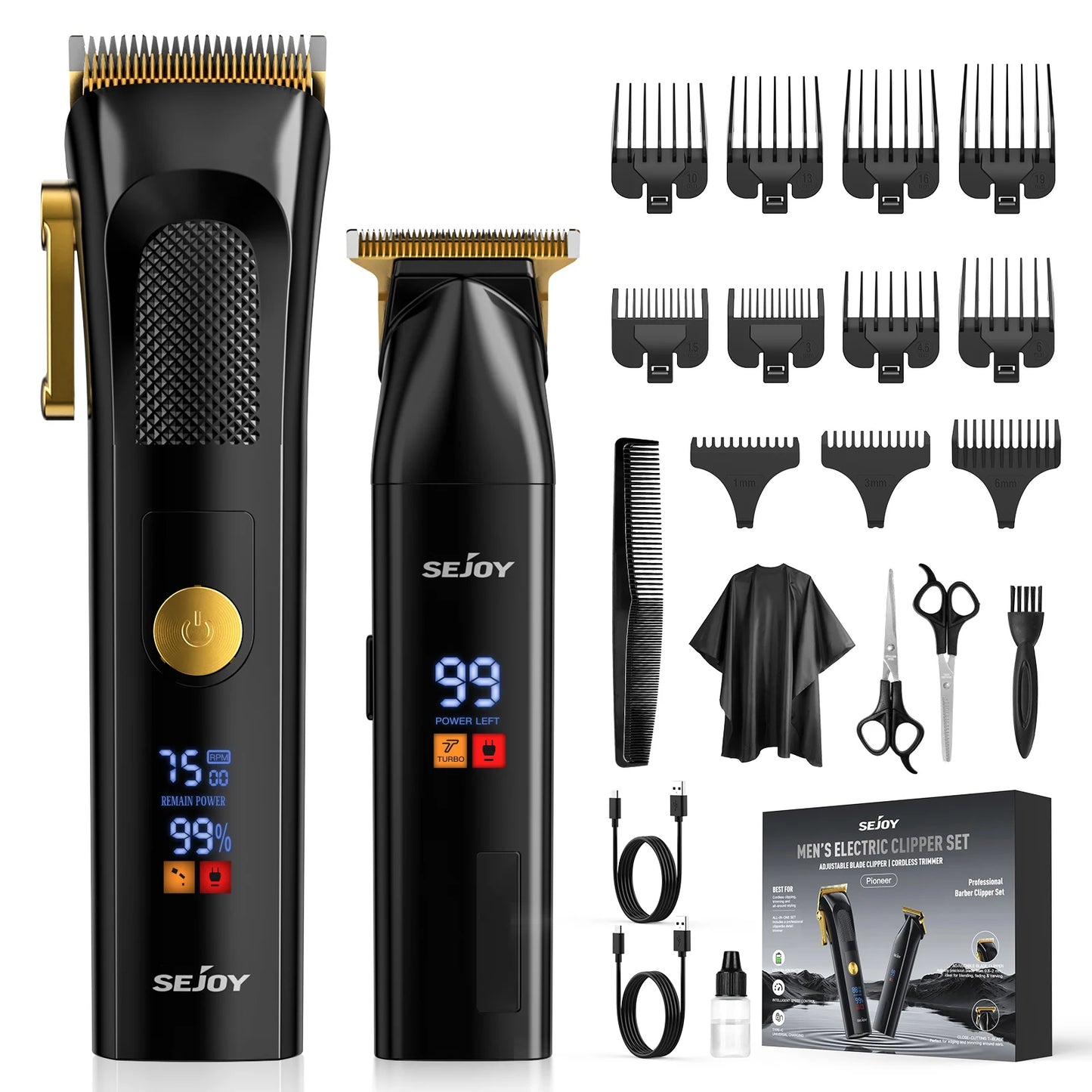 Sejoy Professional Hair Clipper Kit For Men Cordless