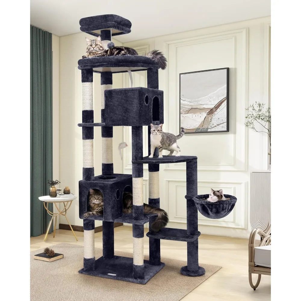 Giant Cat Tree, 83 inch Cat Tree for Indoor Cats Large Adult, XXL Cat Tower with 9 Scratching Posts for 20lb+ Heavy Duty Large A