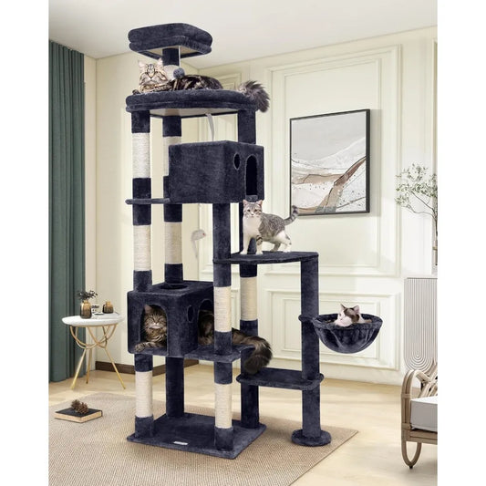 Giant Cat Tree, 83 inch Cat Tree for Indoor Cats Large Adult, XXL Cat Tower with 9 Scratching Posts for 20lb+ Heavy Duty Large A