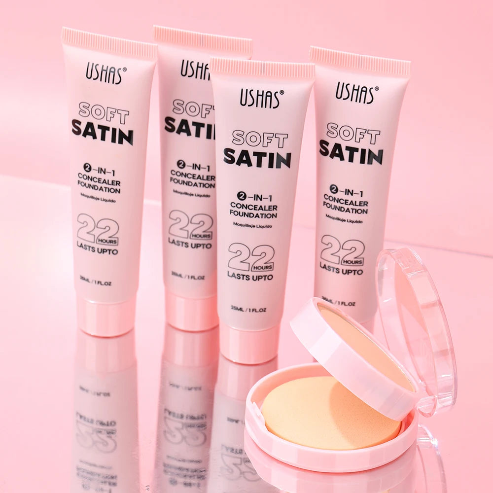 Ushas Makeup Duo - Concealer + Foundation, long-lasting, waterproof, oil-control, and concealing.