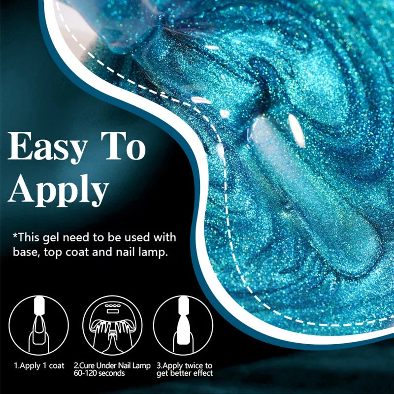 Galaxy Gel Nail Polish 12 PCS Jelly Nail Set Glitter Cat Eye Color Changing Nail Polish Kit Treasure Box Collection With 4 PCS B