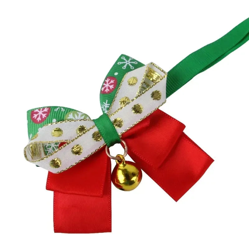 New Year's Christmas Pet Collar With Bell Cute Bow Tie For Cats And Dogs Including Kittens Puppies Chihuahuas And Pugs