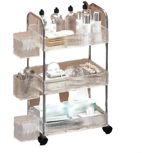 Rolling Cart,with Three Storage Boxes of The Same Color Beauty Salon Trolley,for Beauty Spa Cosmetology Massage,