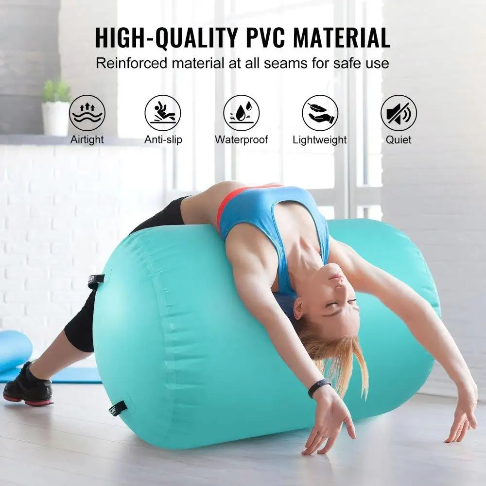 Air Mat Tumble Track Inflatable Air Roller Gymnastics Training Electric Pump Multi-Purpose Water Use Mint Green
