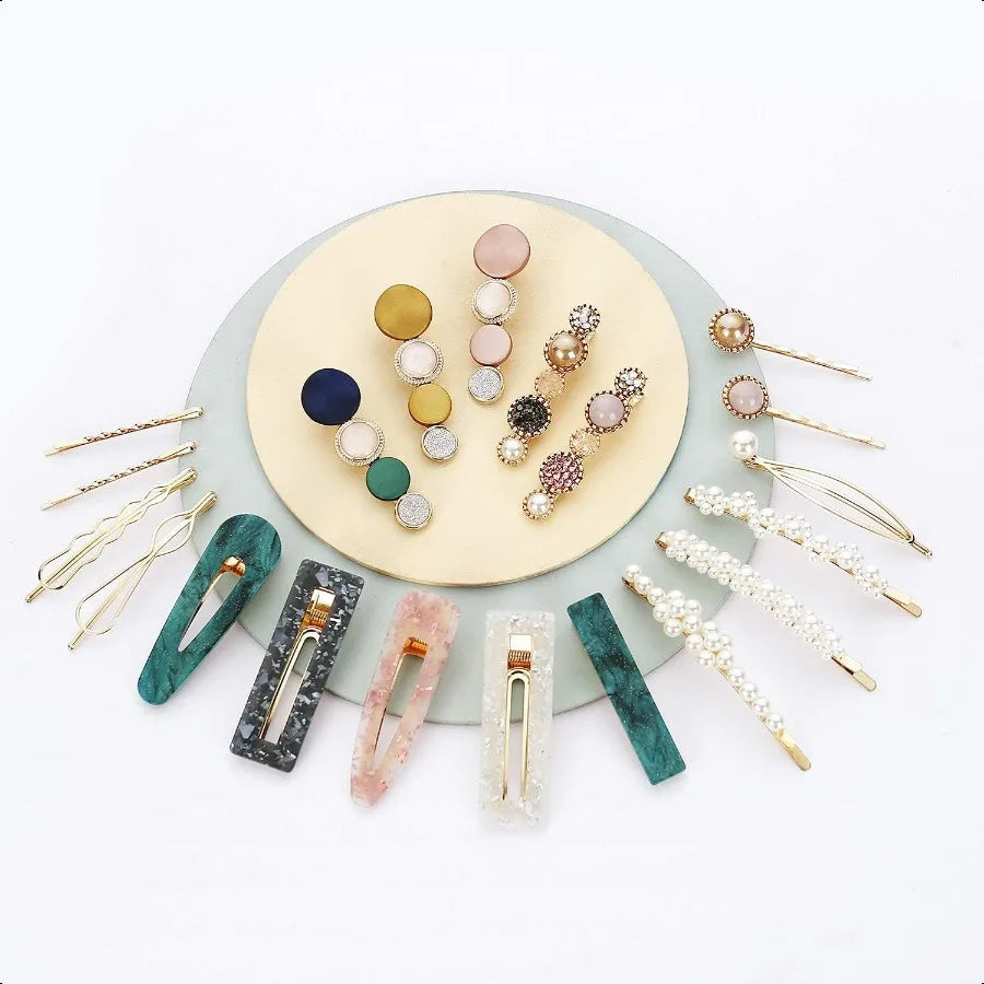 Pearl Acrylic Hair Clips 20 Boho Fashion Barrette Hairpins