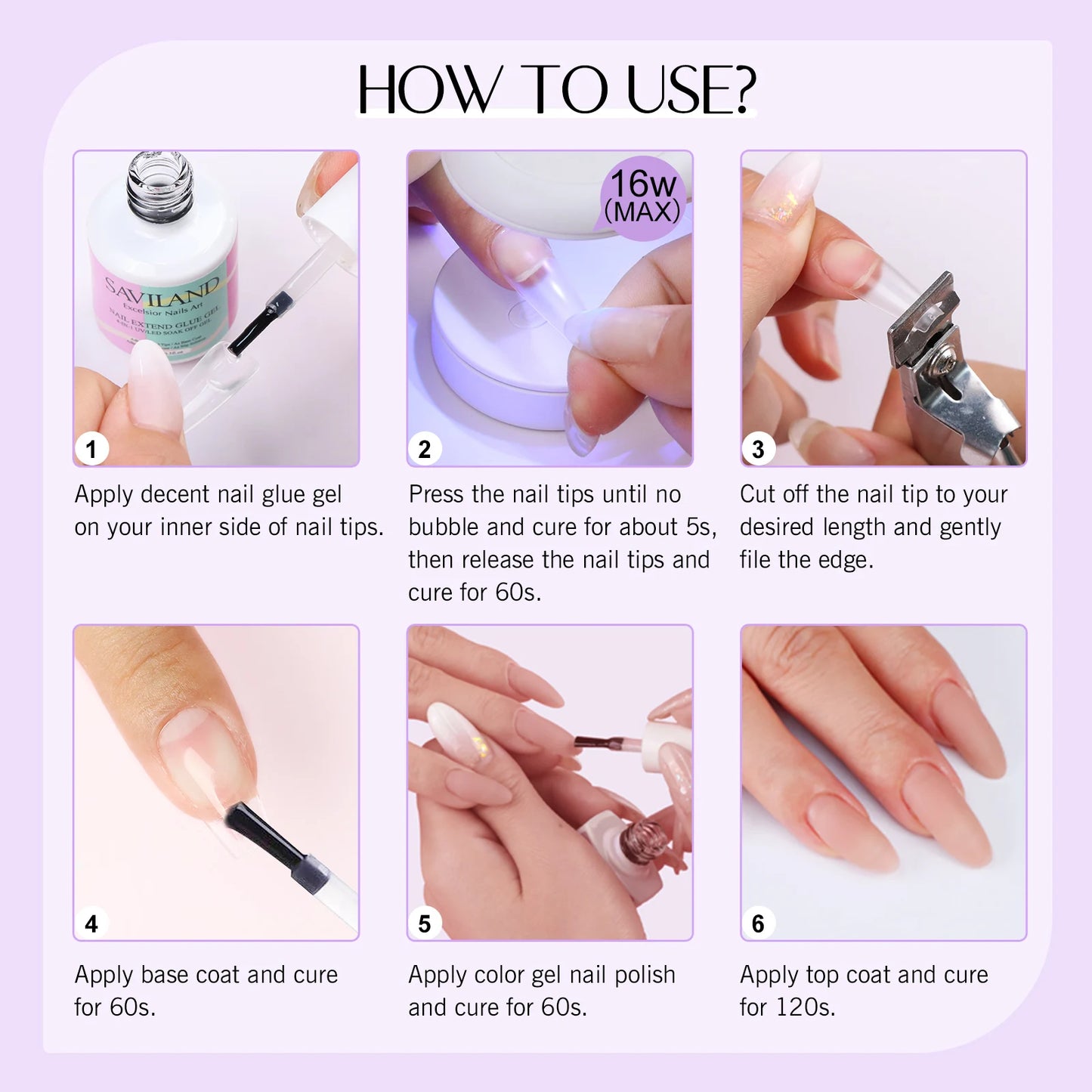 SAVILAND 500pcs Gel X Nail Kit For Extension Nail Tips Full Cover Press On Nails Sculpted Almond Coffin with UV LED Nail Lamp