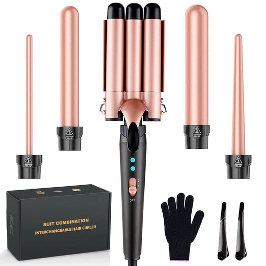 5 In 1 Hair Waver Curling Iron Three Barrel Crimper