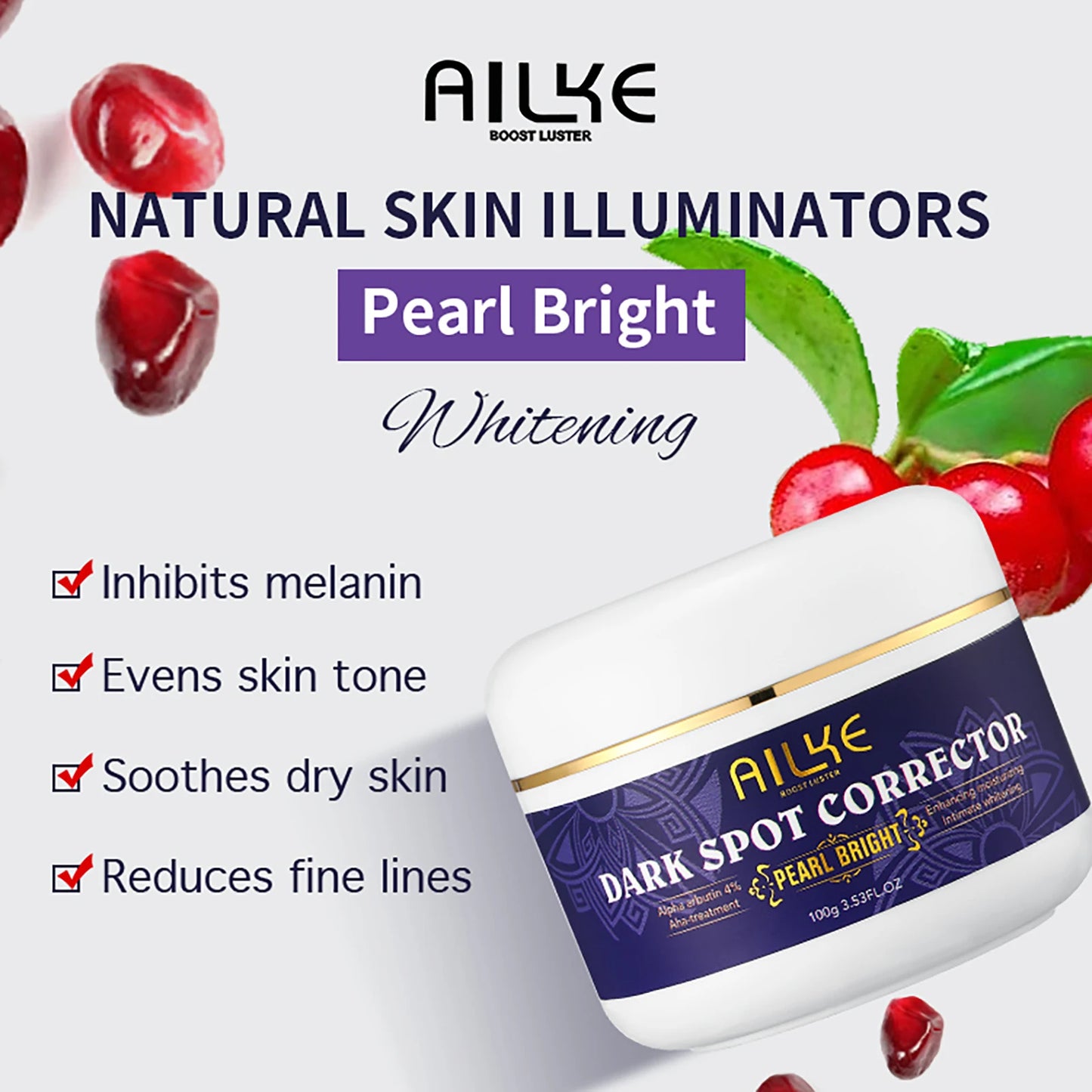 AILKE Double Glutathione Dark Spots Remover Face Cream, For Armpit, Elbows, Legs, White Spots, Age Spots, Sun Spots, Freckles